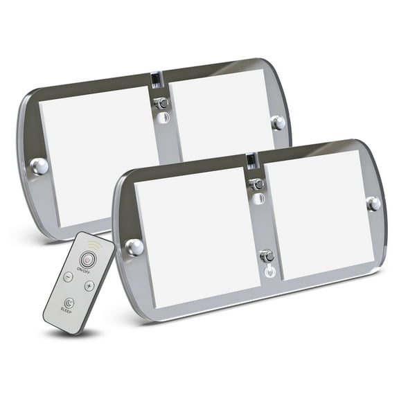 Leisure LED Double RV LED Acrylic Fixture 12-18V Dimmable Multi-Color Ceiling Light with Soft Blue Night Light for RV/Trailer/Camper/Boat 4000-4500K, 700LM (2 Pack)