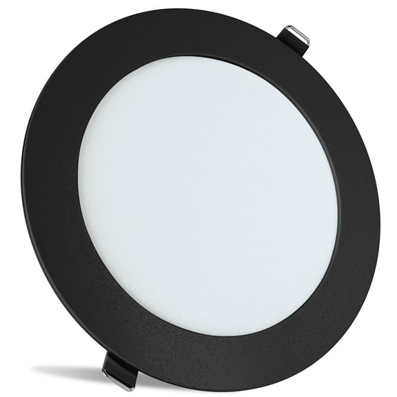 Leisure LED RV Boat Recessed Ceiling Light 720 Lumen Super Slim LED Panel Light DC 12V 5.75" 9W Full Aluminum Downlights Black (Cool White)