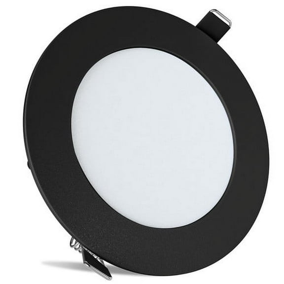 Leisure LED RV Boat Recessed Ceiling Light 720 Lumen Super Slim LED Panel Light DC 12V 5.75" 9W Full Aluminum Downlights Black (Warm White)