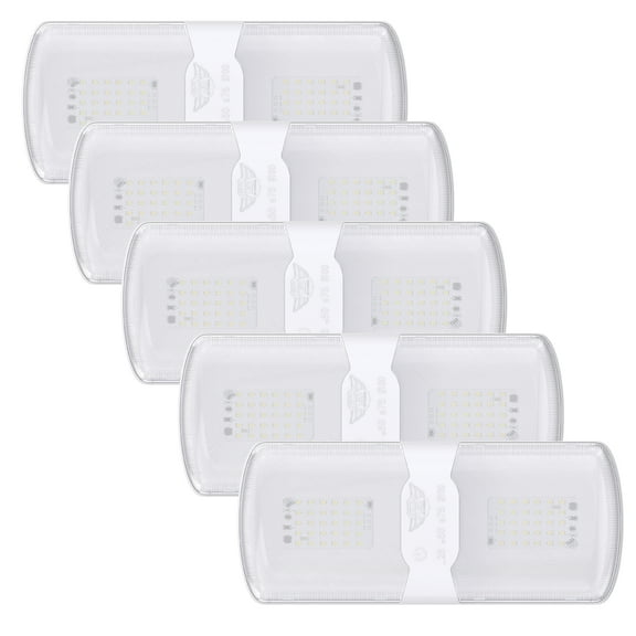 Leisure LED RV Ceiling Double Dome Light Fixture with Built in Touch Dimmer in Natural White 4000-4500K 650 Lumen (5-Pack)