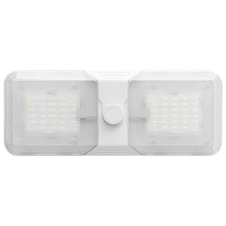 Leisure LED RV LED Ceiling Double Dome Light Fixture with Knob Dimmer Switch Interior Lighting for Car/RV/Trailer/Camper/Boat DC 12V 800LM Cool White 6000-6500K (1 Pack)