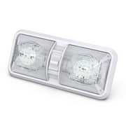 Leisure LED RV LED Ceiling Double Dome Light Fixture with On/Off Switch Interior Lighting for Car/RV/Trailer/Camper/Boat DC 12V Natural White 4000-4500K 48X2835SMD Cool White 6000-6500K, 1