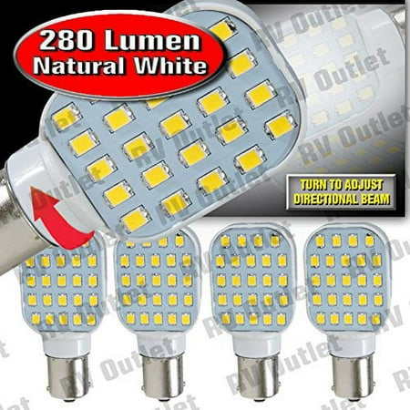 Leisure LED Rotating Super Bright 1141 RV Interior LED Light 1156 1003 BA15S 24-SMD Camper Trailer Turn Signal Lamp Bulb 10-18V Pathway Outdoor Natural White (4)