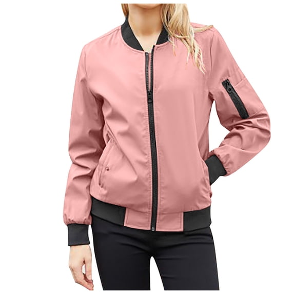 Leisure Long Sleeve Outerwear Women's Relaxed Stand Up Baseball Jacket