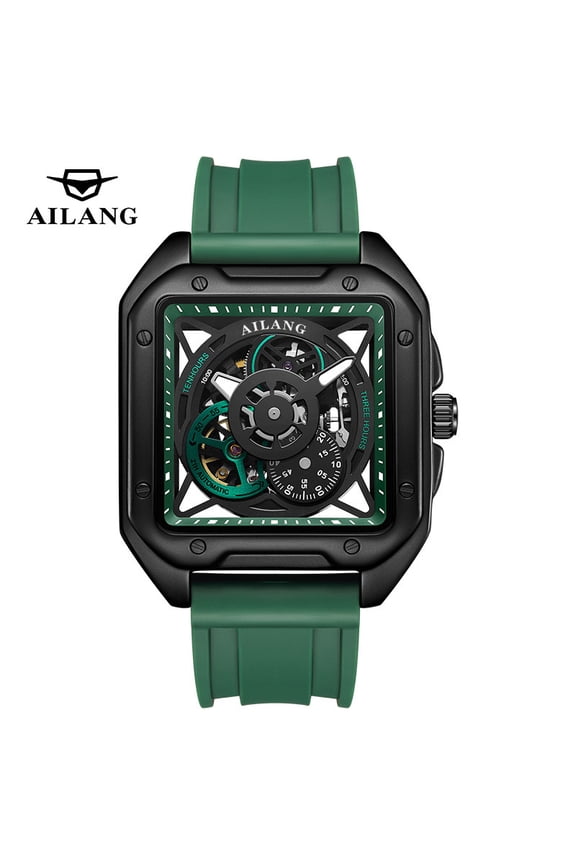 Leisure Man Watch Automatic Movement Mechanical Watches Silicone Strap Luminous Waterproof Sports Skeleton Watchs for Men