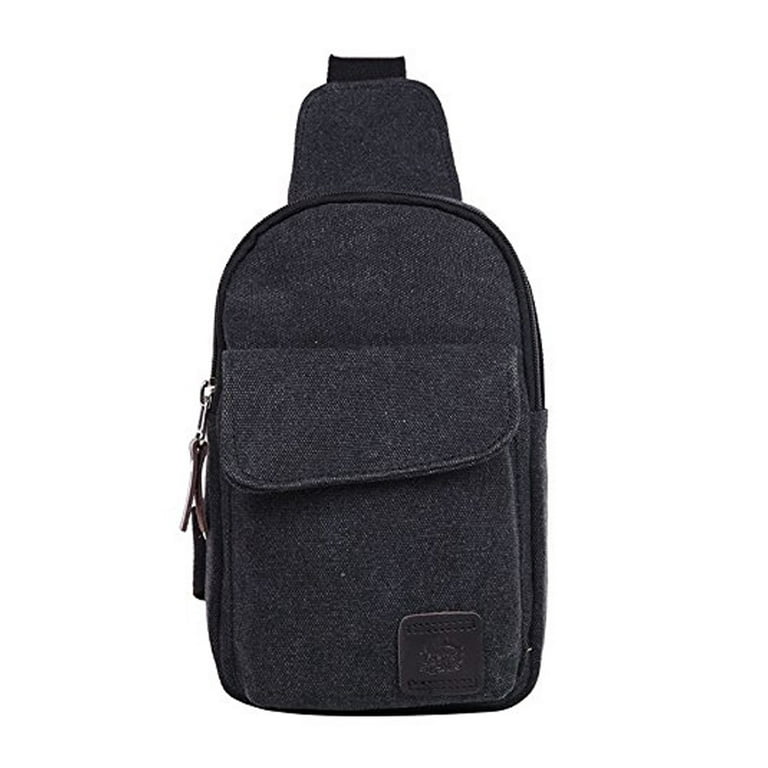 Musuos Leisure Men's Crossbody Bags Canvas One Shoulder Backpack Oblique Chest Pack Fashion Shoulder Bag, Size: 5.91 x 1.97 x 8.66 inch, Black