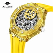 Leisure Men's Mechanical Watch Hollow Double Tourbillon Watches Sports Silicone Strap Waterproof Skeleton Wristwatch Men