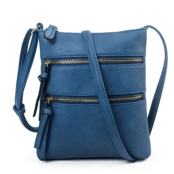 Leisure Multifunctional Pocket Double Zipper Vertical Women Bag Shoulder Bag Crossbody Bag