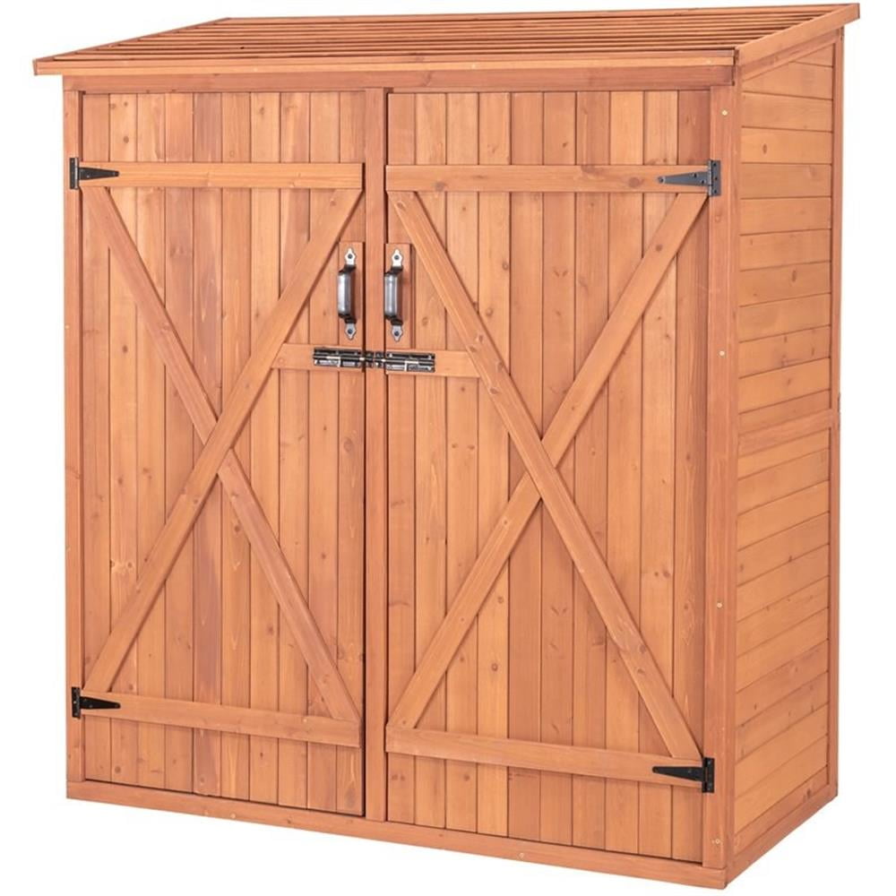 Leisure Season 2-Adjustable Shelves Medium Wood Storage Shed in Brown