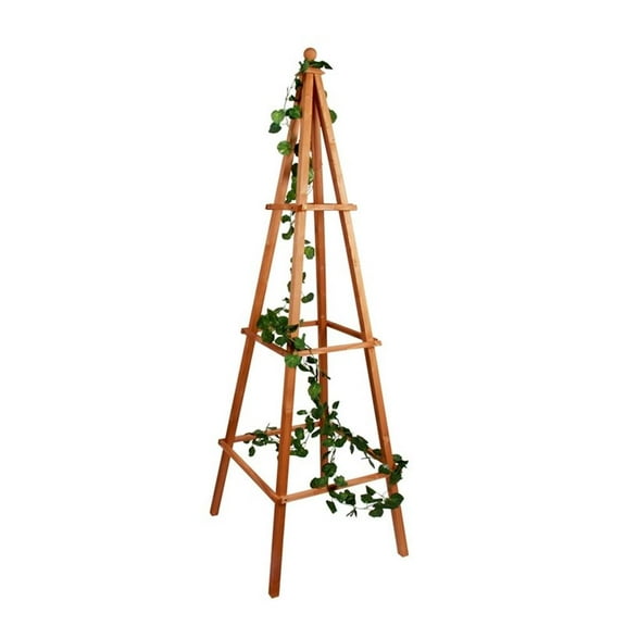 Leisure Season Medium Brown Cedar Large Obelisk Trellis