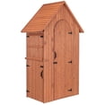 thumbnail image 1 of Leisure Season Multi Compartment Wood Shed with Drop Table in Medium Brown, 1 of 7