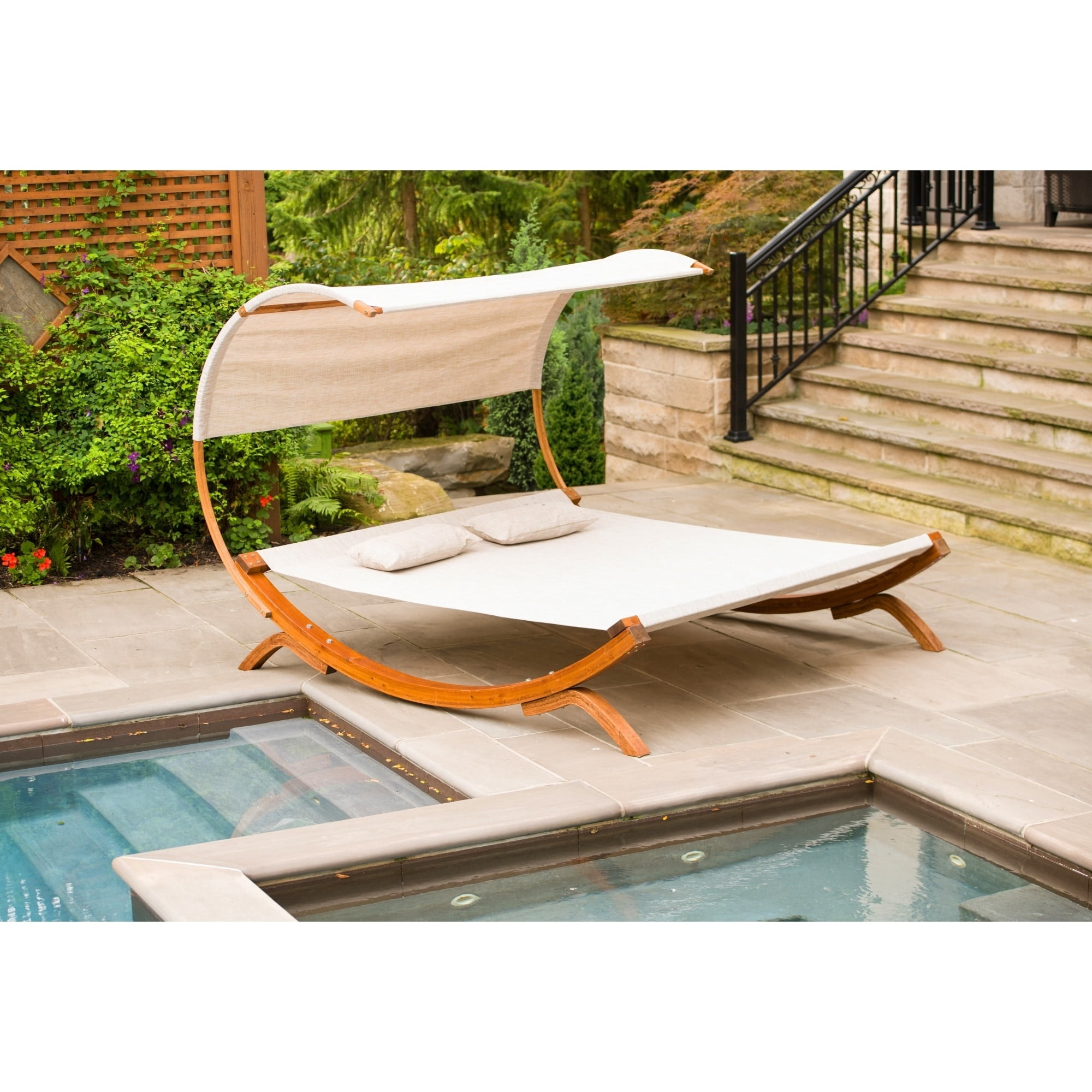 Leisure Season Sunbed with Canopy, Medium Brown