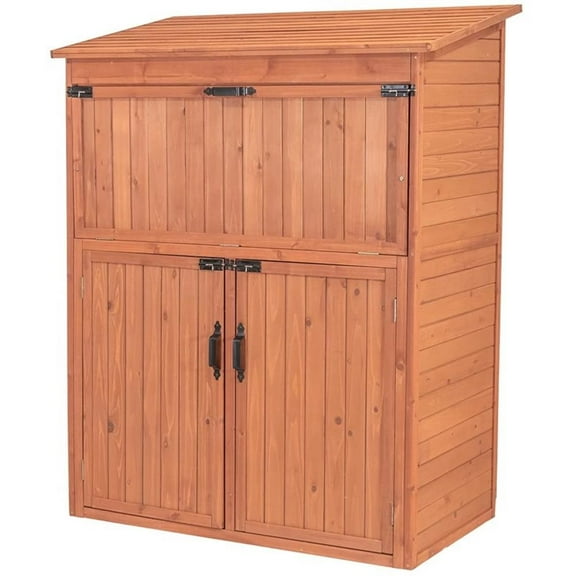 Leisure Season Wood Storage Cabinet with Drop Table in Medium Brown