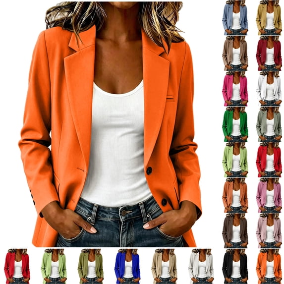 Resource Protection Leisure Suit Jacket for Women Lapel Commute Loose Fashion Solid Color ...