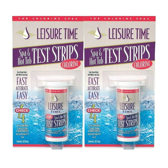 Leisure Time 50 Test Strips Chlorine 4-Way Easy to Read for Hot Tubs & Spas 2pk