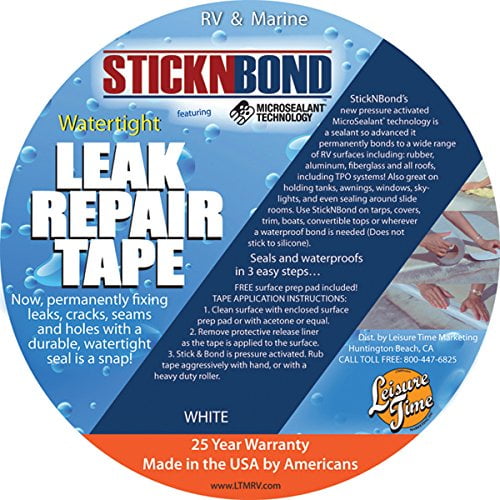 Leisure Time 60021 StickNBond 4" x 60' White Patch Kit for RV Repairs