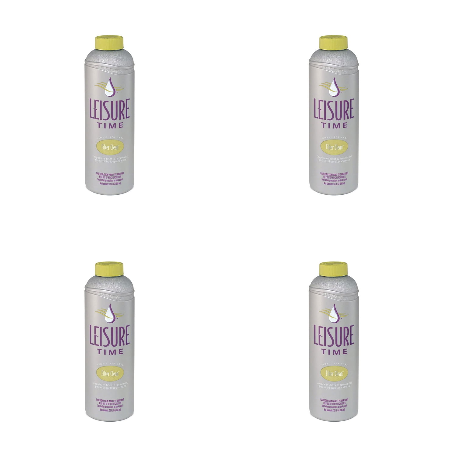 Leisure Time 32oz Filter Clean Soak & Rinse Formula for Spa & Hot Tub, 4 Pack