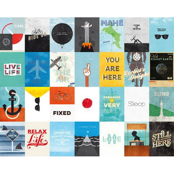 Leisure Travel Vacation | Beautiful Artistic Collage by Hannes Beer; One 14x11in Poster Print