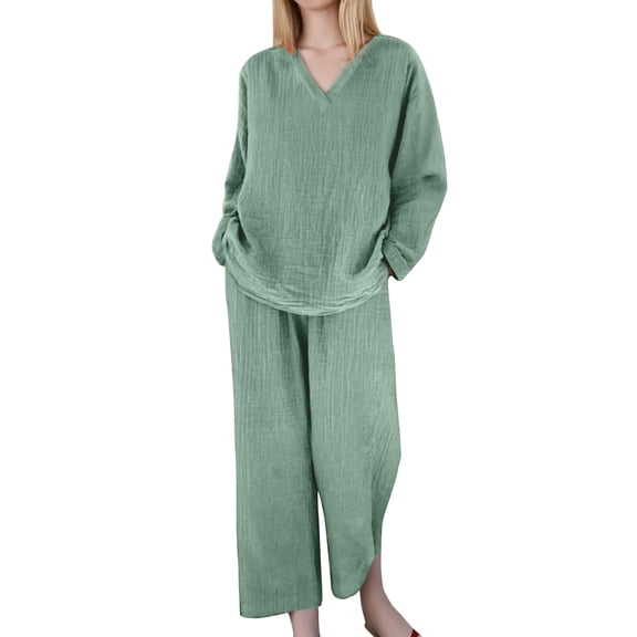 Leisure V Neck Pullover with Long Sleeves and Pocket Trousers Multicolor Women's Suit, Fashionable and Versatile for Different Occasions