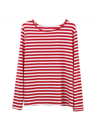 vbnergoie Womens Top Casual Loose Striped Round Neck Long Sleeve T Shirt  Women Tees And Tops Womens Active Womens Baseball Tee Gold 