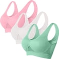 thumbnail image 1 of Leisure Women's 3 Pack Seamless Yoga Sports Bras Breathable Nylon Low Impact Workout Tank Tops, 1 of 5