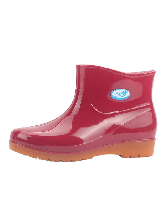 Leisure Women's Low-Heeled Round Rain Cover Shoes for Women Toe Shoes Waterproof Middle Non Slip Rain Boots for Women Tube Rain Boots