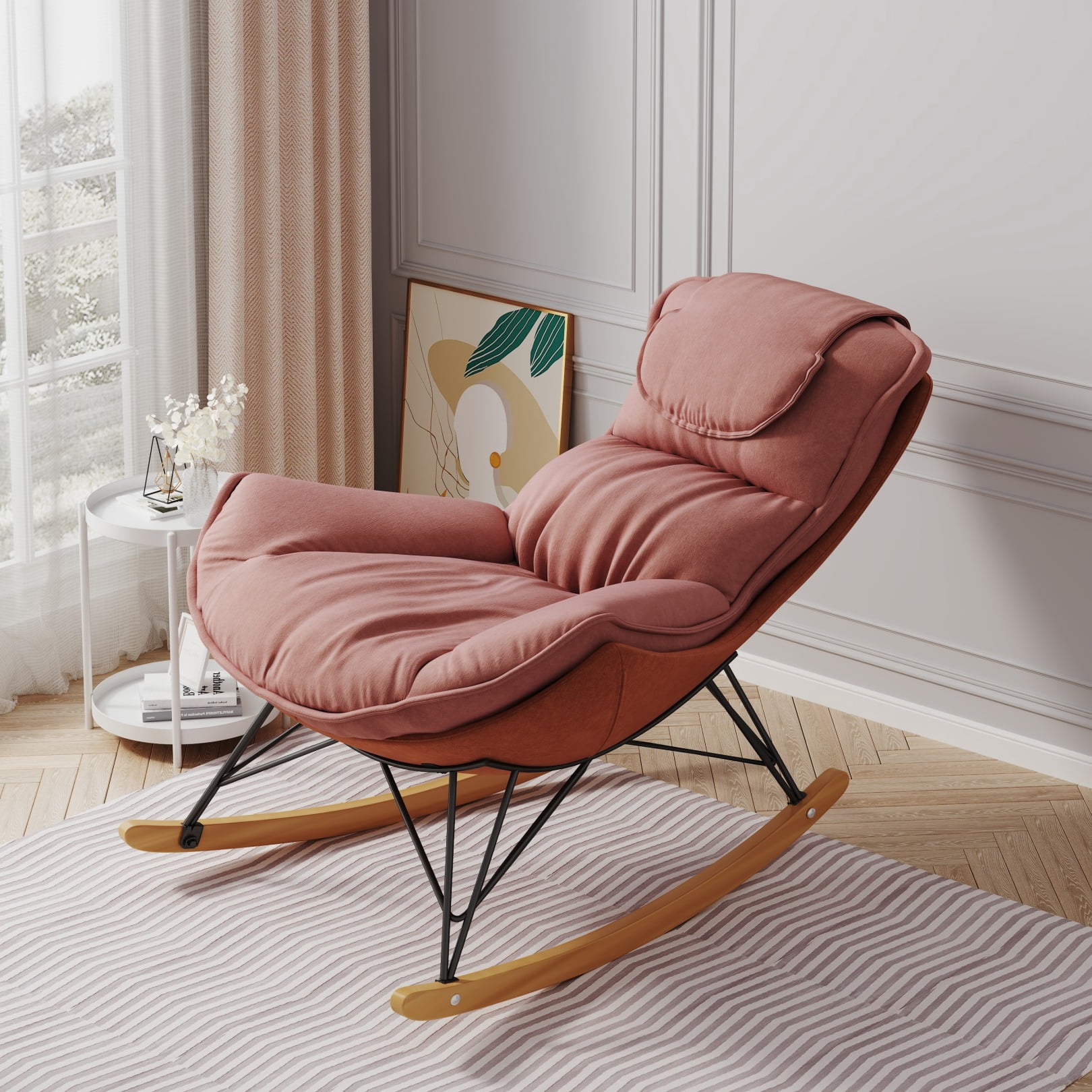 Single Rocking Chair Leisure sofa,single rocking chair, Modern Upholstered Glider Chair with ...