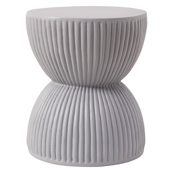 LeisureMod 15" Wide Side Table in Painted Fiberstone with Hourglass Design No Assembly for Modern Home, Living Room, Patio, Indoor and Outdoor Use Spire Collection in Grey