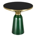 thumbnail image 1 of LeisureMod 19" Round End/Side Table with Glass Top and Brushed Gold Iron Rim Tempered Glass Pedestal Base No Assembly for Modern Home, Living Room Tully Collection in Green/Black, 1 of 17