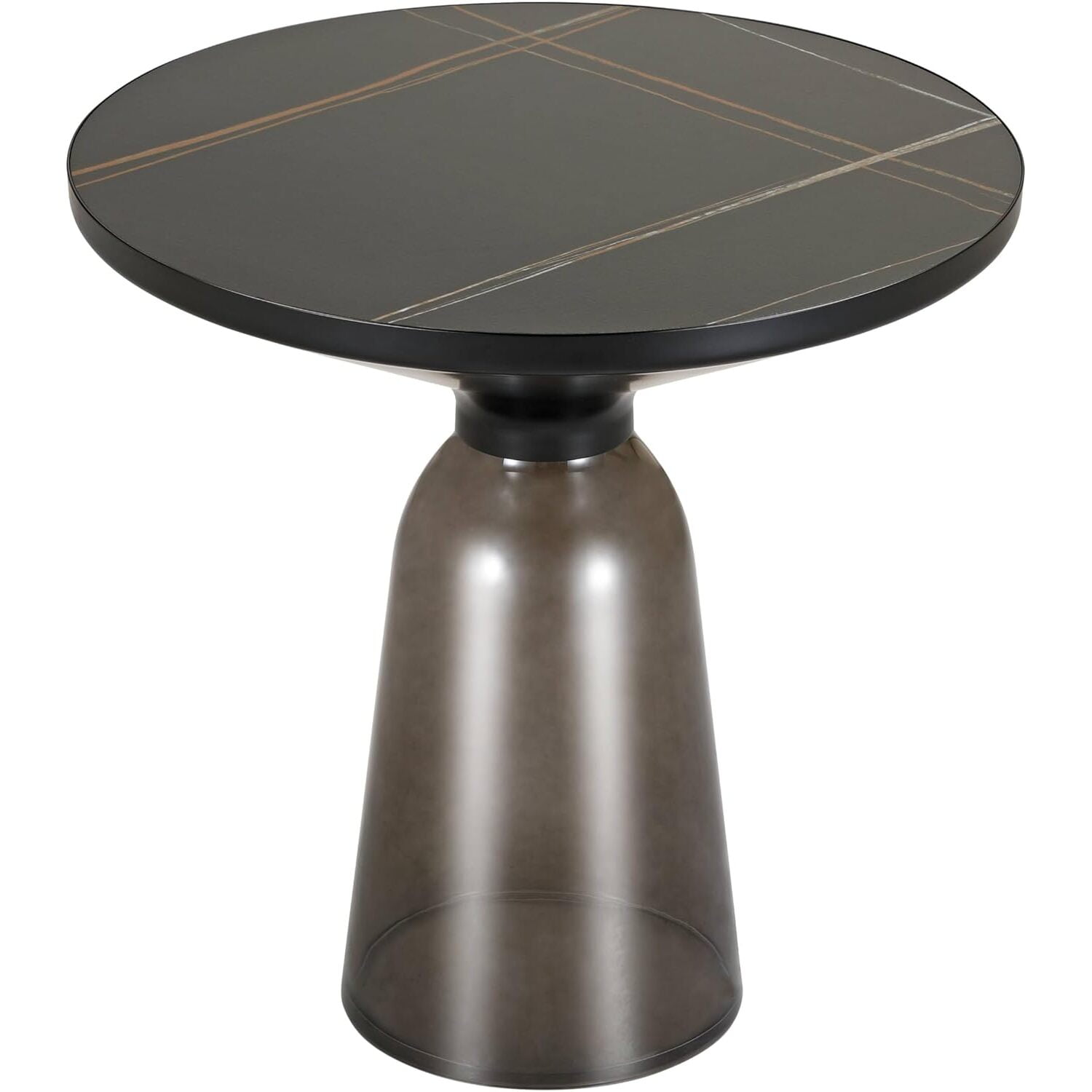 Modern Black and Grey Glass Round Side Table