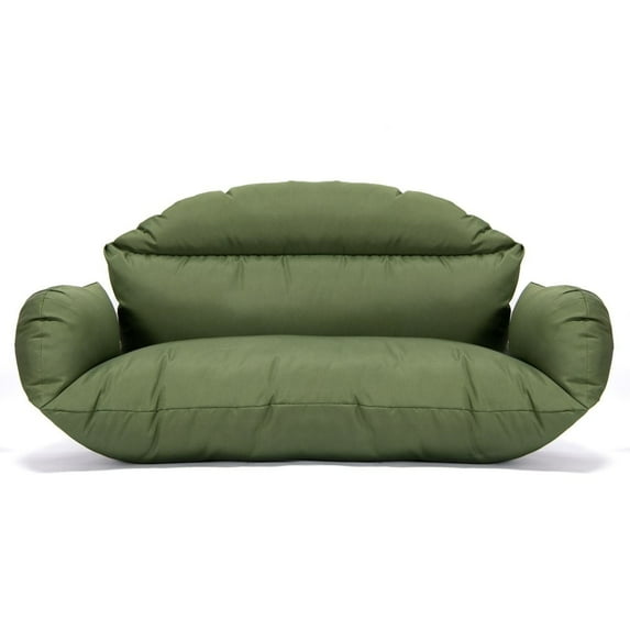 LeisureMod 2-Person Egg-Swing Chair Cushion in Oxford Fabric with Cotton Filling Quick-Drying Removable Cover for Modern Home, Patio, Garden in Dark Green