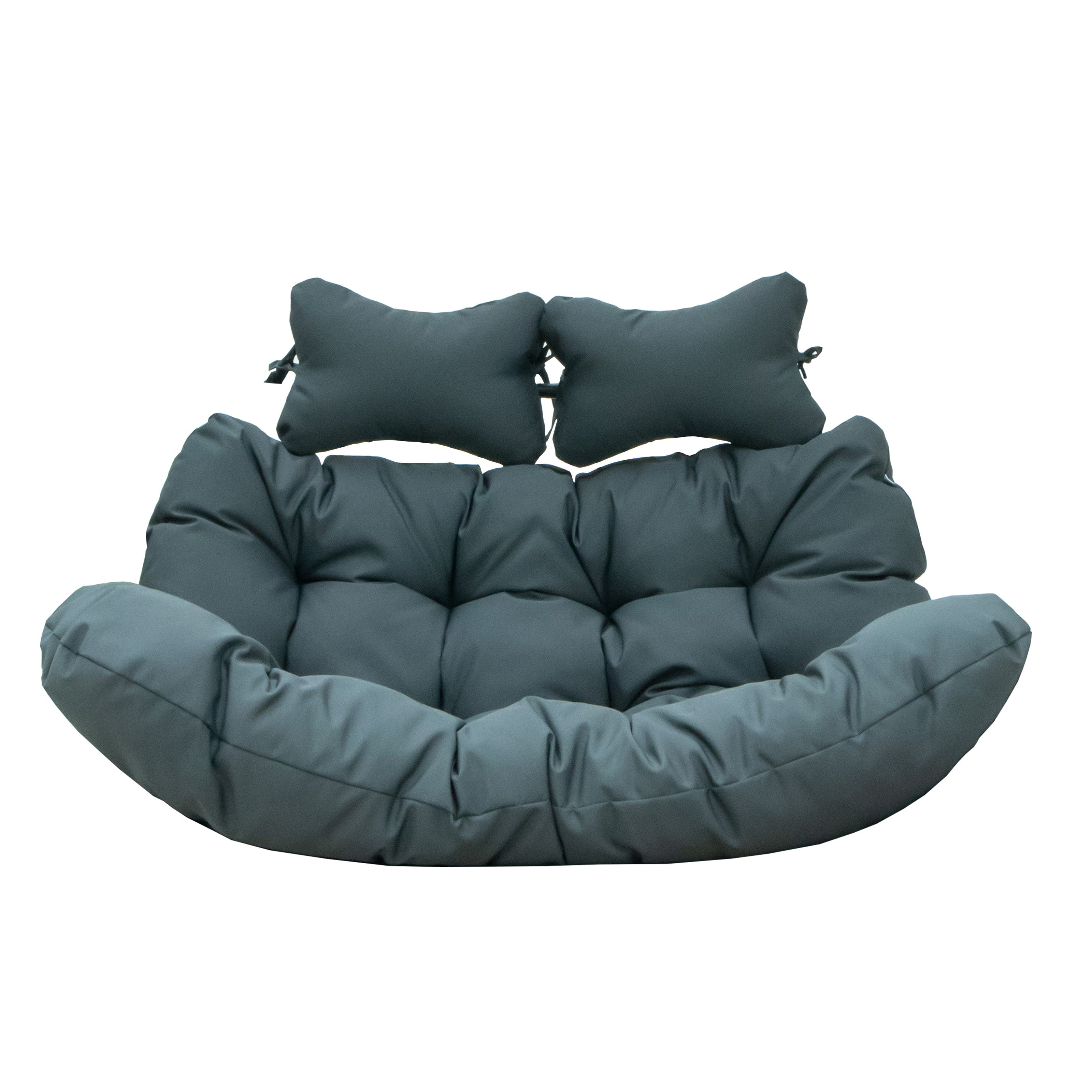 Charcoal Upholstered Hanging Egg Swing Cushion with Headrest