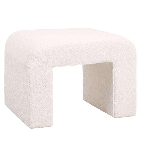 LeisureMod 26" Bench Upholstered in Velvet Boucle with Curved Waterfall Design Padded Foam Seat for Living Room, Entryway, Bedroom Vint Collection
