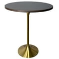 thumbnail image 1 of LeisureMod 27" Round Bar Height Dining Table with MDF Top Pub Table and Gold Stainless Steel Pedestal Base for Modern Kitchen and Dining Room Verve Collection in Dark Maple, 1 of 9