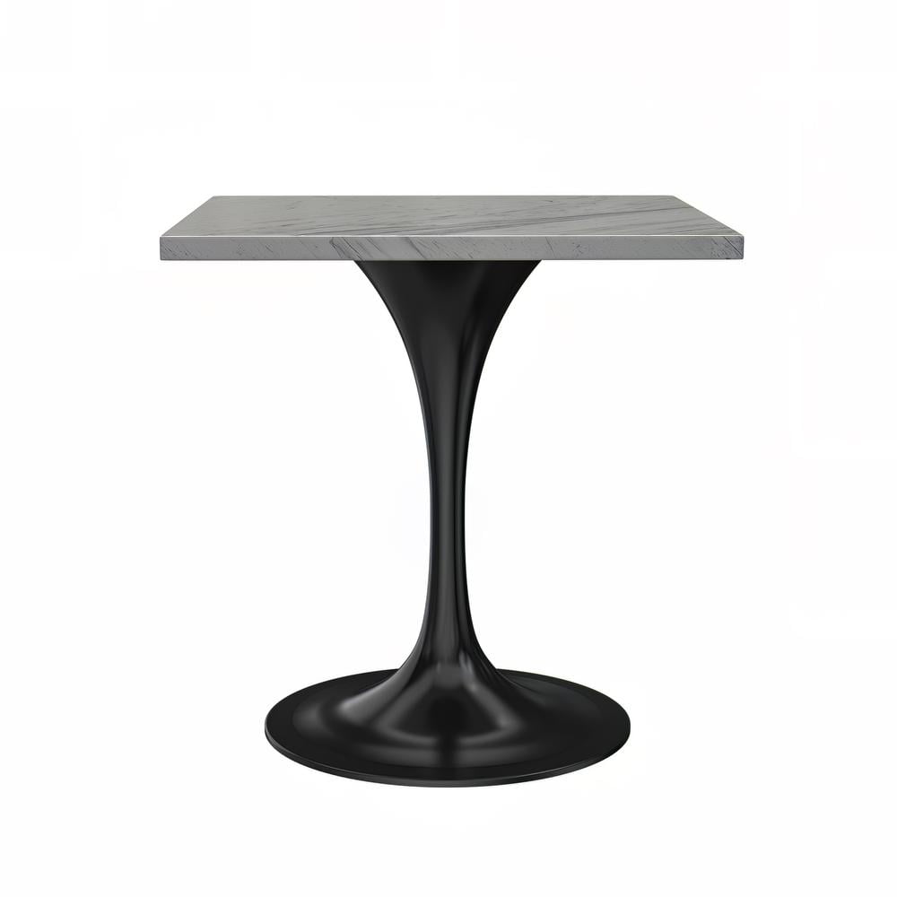 Verve 27" Square Dining Table with Black Base and Marbleized Top