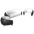 thumbnail image 1 of LeisureMod 3-Piece Sofa Set with 2 Single-Seater and a Three-Seater Couch Upholstered in Vegan Leather with Steel Legs Foam Filled Cushion for Modern Home Opula Series in Black/White, 1 of 13