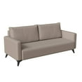 thumbnail image 1 of LeisureMod 3 Seater Sofa Upholstered Leather Couch with Stainless Steel Legs Removable Back Cushion and Foam Filled Seat Inno Series in Taupe, 1 of 12