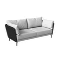 thumbnail image 1 of LeisureMod 3 Seater Sofa Upholstered in Vegan Leather Modern Couch with Solid Wood Frame and Metal Legs Removable Cushions for Office and Living Room Luxify Series in Black/Grey, 1 of 9