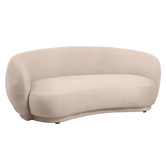 LeisureMod Faze Modern 3-Seater Velvet Sofa with Curved Backrest and Pine Wood Base for Living Rooms, Offices, or Lounges