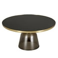 thumbnail image 1 of LeisureMod 30" Round Coffee Table with Glass Top and Brushed Gold Iron Rim Tempered Glass Pedestal Base No Assembly for Modern Home, Living Room Tully Collection in Grey/Black, 1 of 18