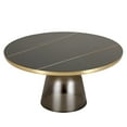 thumbnail image 1 of LeisureMod 30" Round Coffee Table with Sintered Stone Top and Brushed Gold Iron Rim Tempered Glass Pedestal Base No Assembly for Modern Home, Living Room Tully Collection in Grey/Black Stone, 1 of 18