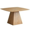 thumbnail image 1 of LeisureMod 47" Square Dining Table in Ash Wood Veneer with Tapered Rectangular Iron Pedestal Base Easy Assembly Seats 4 Person for Kitchen, Office, and Cafes Zephry Collection in Natural Wood, 1 of 14