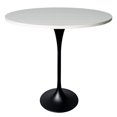 thumbnail image 1 of LeisureMod 48" Round Bar Height Dining Table with MDF Top Pub Table and Black Stainless Steel Pedestal Base for Modern Kitchen and Dining Room Verve Collection in Light Natural Wood, 1 of 9