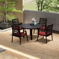 thumbnail image 1 of LeisureMod 5-Piece Dining Set 48" Round Dining Table and 4 Patio Arm Chairs in Aluminum with Slatted Design and Removable Cushions Seats 4 Person for Home, Patio, Chelsea Collection in Cherry Red, 1 of 26