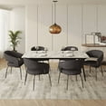thumbnail image 1 of LeisureMod 7-Piece Dining Set Rectangular Dining Table with Sintered Stone Top and Stainless Steel Base 6 Upholstered Arm Chairs with Powder-Coated Iron Legs for Modern Home, Kitchen Zayle Collection, 1 of 12