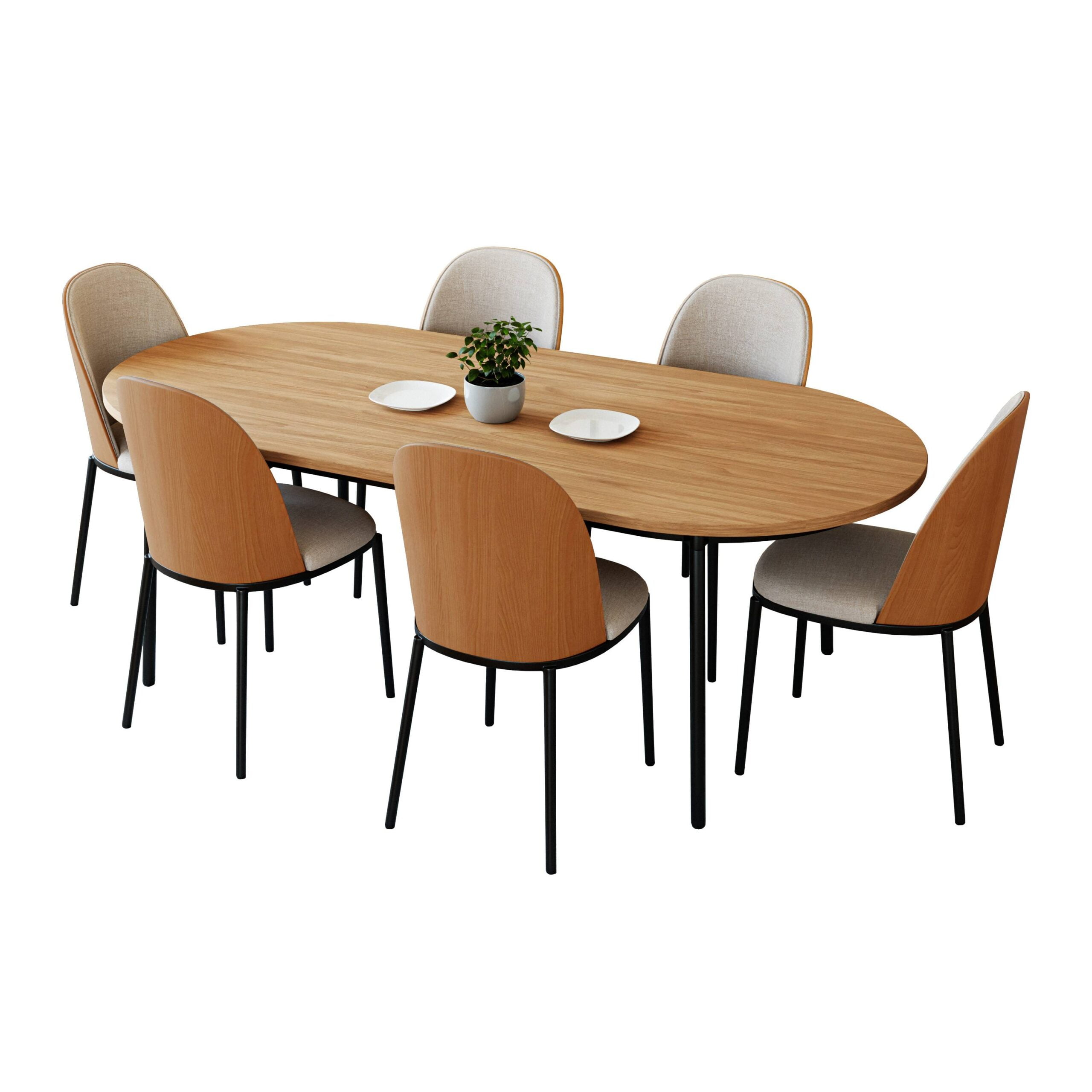 LeisureMod Tule 7Piece Dining Set in Steel Frame with 6 Velvet Seat — free download