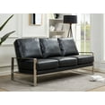 thumbnail image 1 of LeisureMod Accent Arm Chair Upholstered in Leather with Brushed Silver Stainless Steel Frame and Removable Cushions Jefferson Collection in Black, 1 of 5
