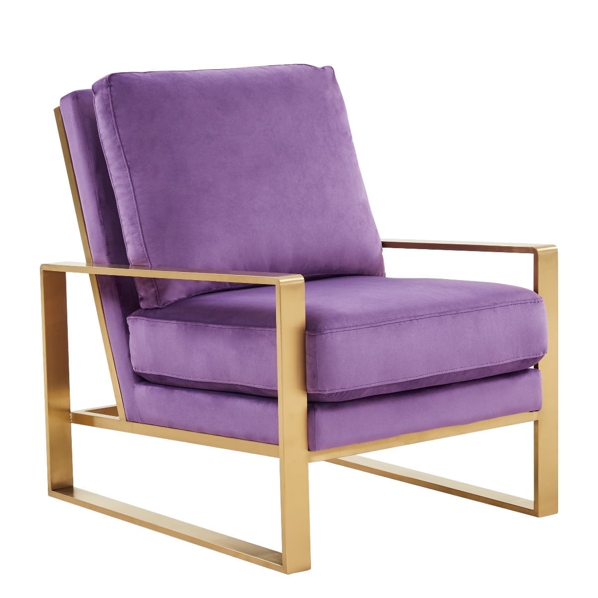 Purple Velvet Accent Chair with Gold Frame