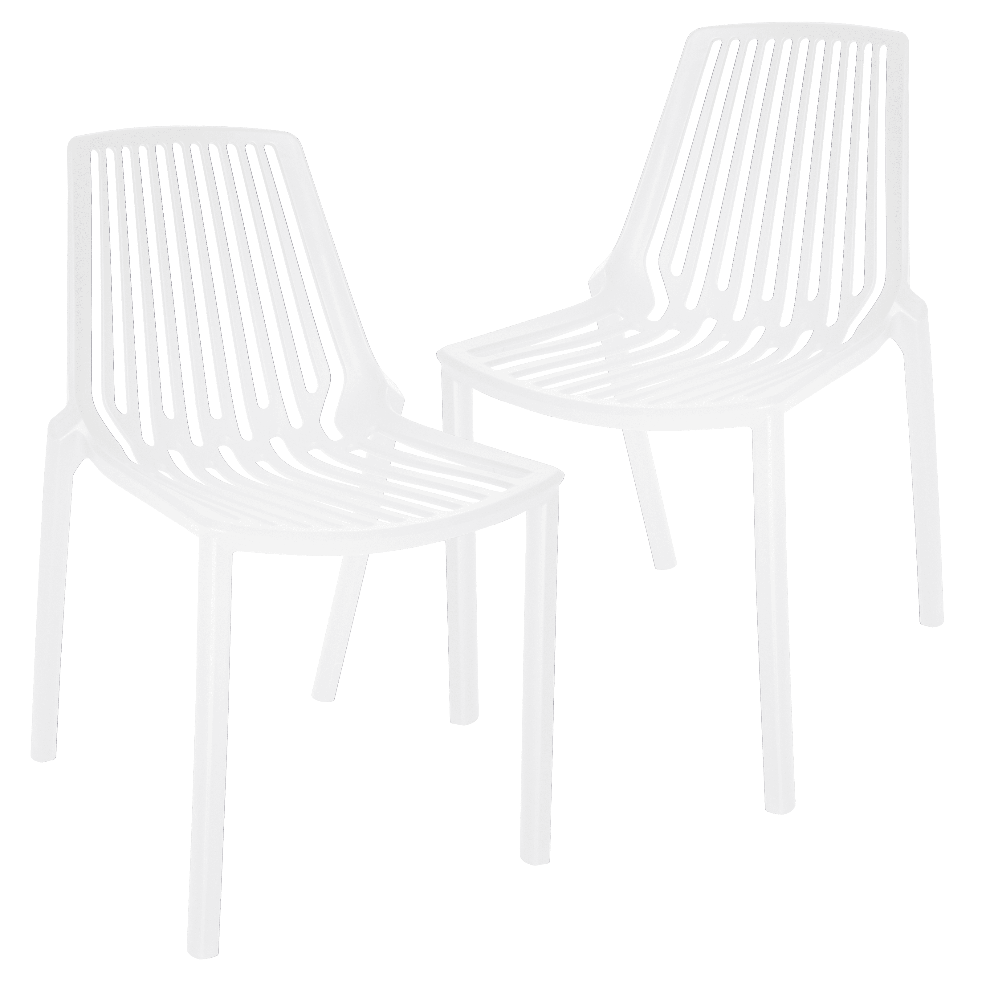 White Metal Stackable Modern Side Chair Set