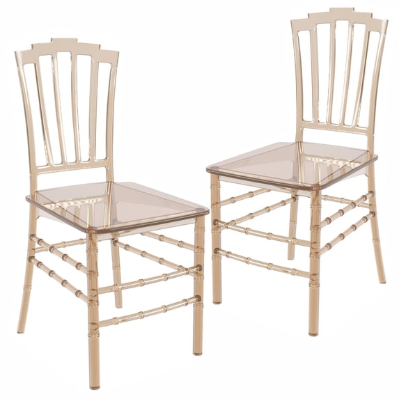 LeisureMod Acrylic Dining Chair Modern Windsor Back Transparent Design for Modern Home, Kitchen, Synth Collection Set of 2 in Clear